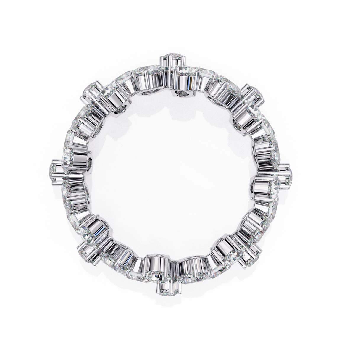 White Gold Pear Cluster Diamond Floral Eternity Ring