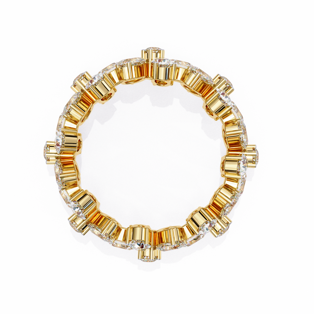 Yellow Gold Pear Cluster Diamond Floral Eternity Ring