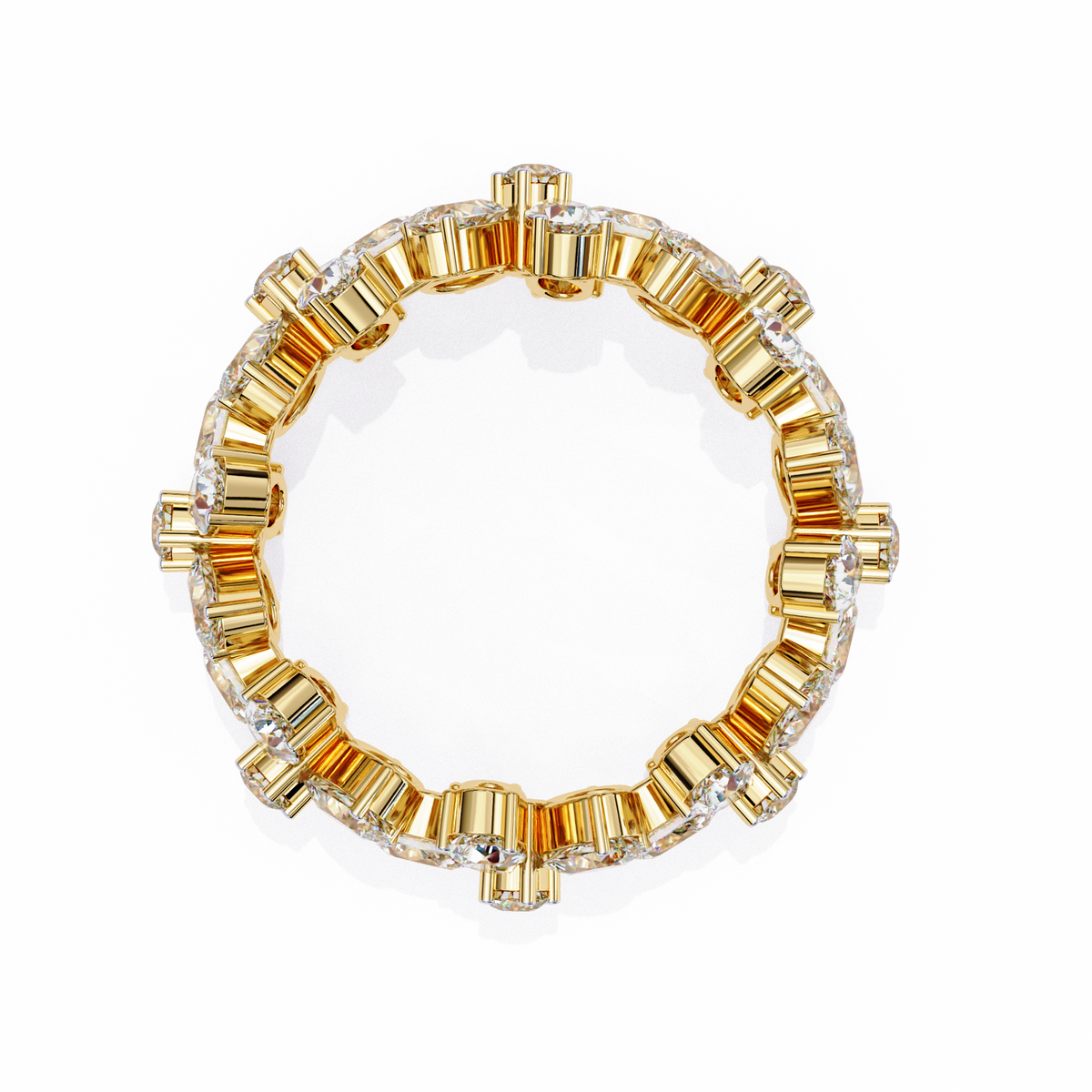 Yellow Gold Pear Cluster Diamond Floral Eternity Ring