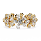 Yellow Gold Pear Cluster Diamond Floral Eternity Ring