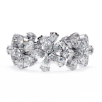 White Gold Pear Cluster Diamond Floral Eternity Ring