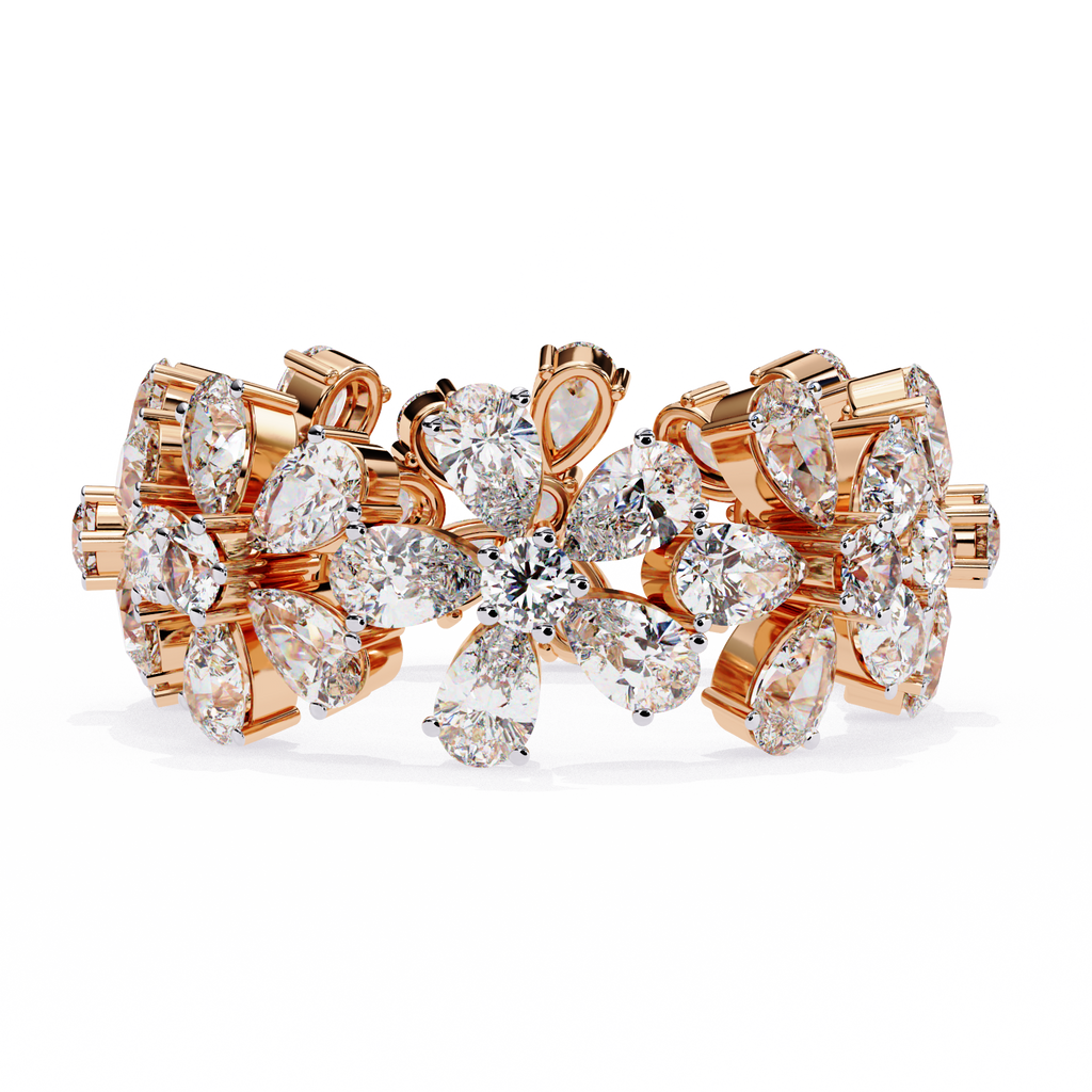 Rose Gold Pear Cluster Diamond Floral Eternity Ring