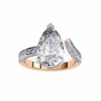Rose Gold Pear Cut Diamond Bypass Ring with Pavé Shoulders