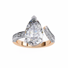 Rose Gold Pear Cut Diamond Bypass Ring with Pavé Shoulders