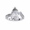 White Gold Pear Cut Diamond Bypass Ring with Pavé Shoulders