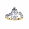 Yellow Gold Pear Cut Diamond Bypass Ring with Pavé Shoulders