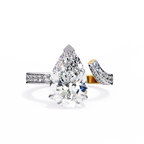 Yellow Gold Pear Cut Diamond Bypass Ring with Pavé Shoulders