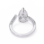 White Gold Pear Cut Diamond Bypass Ring with Pavé Shoulders