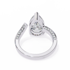 White Gold Pear Cut Diamond Bypass Ring with Pavé Shoulders