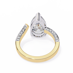 Yellow Gold Pear Cut Diamond Bypass Ring with Pavé Shoulders