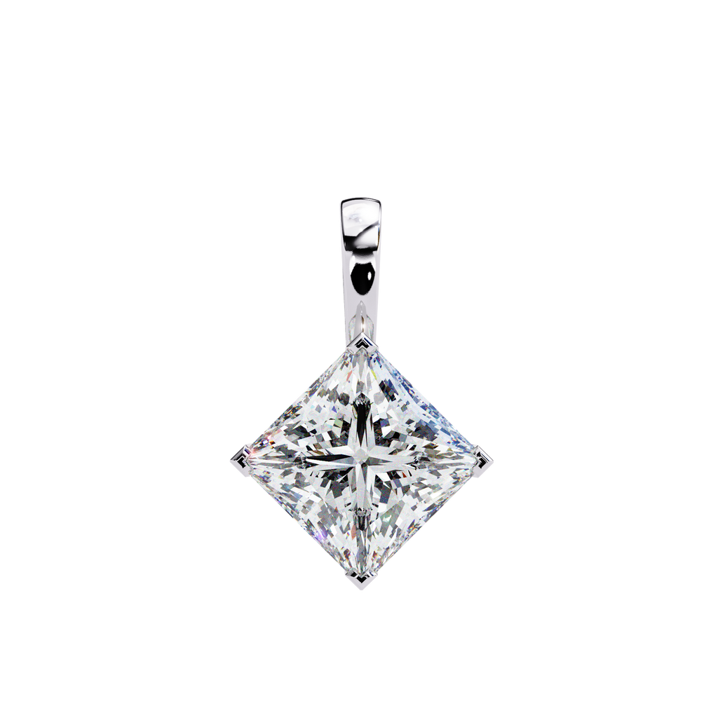 Princess-Cut Natural Diamond Solitaire Pendant