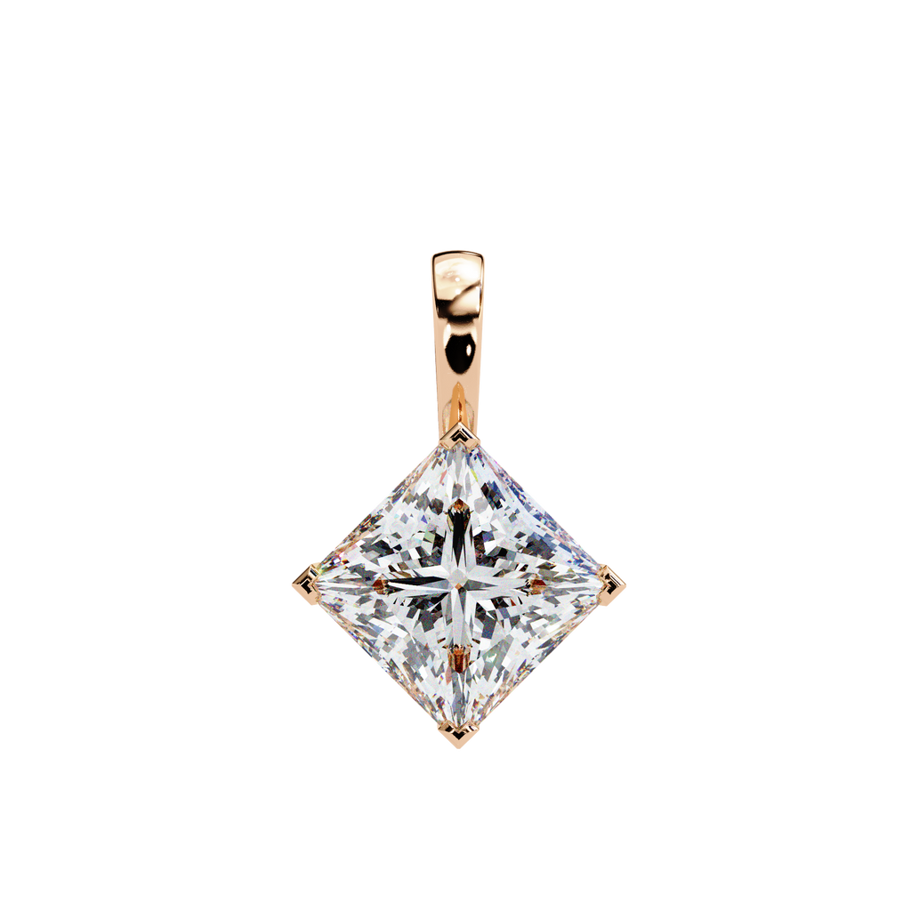 Princess-Cut Natural Diamond Solitaire Pendant