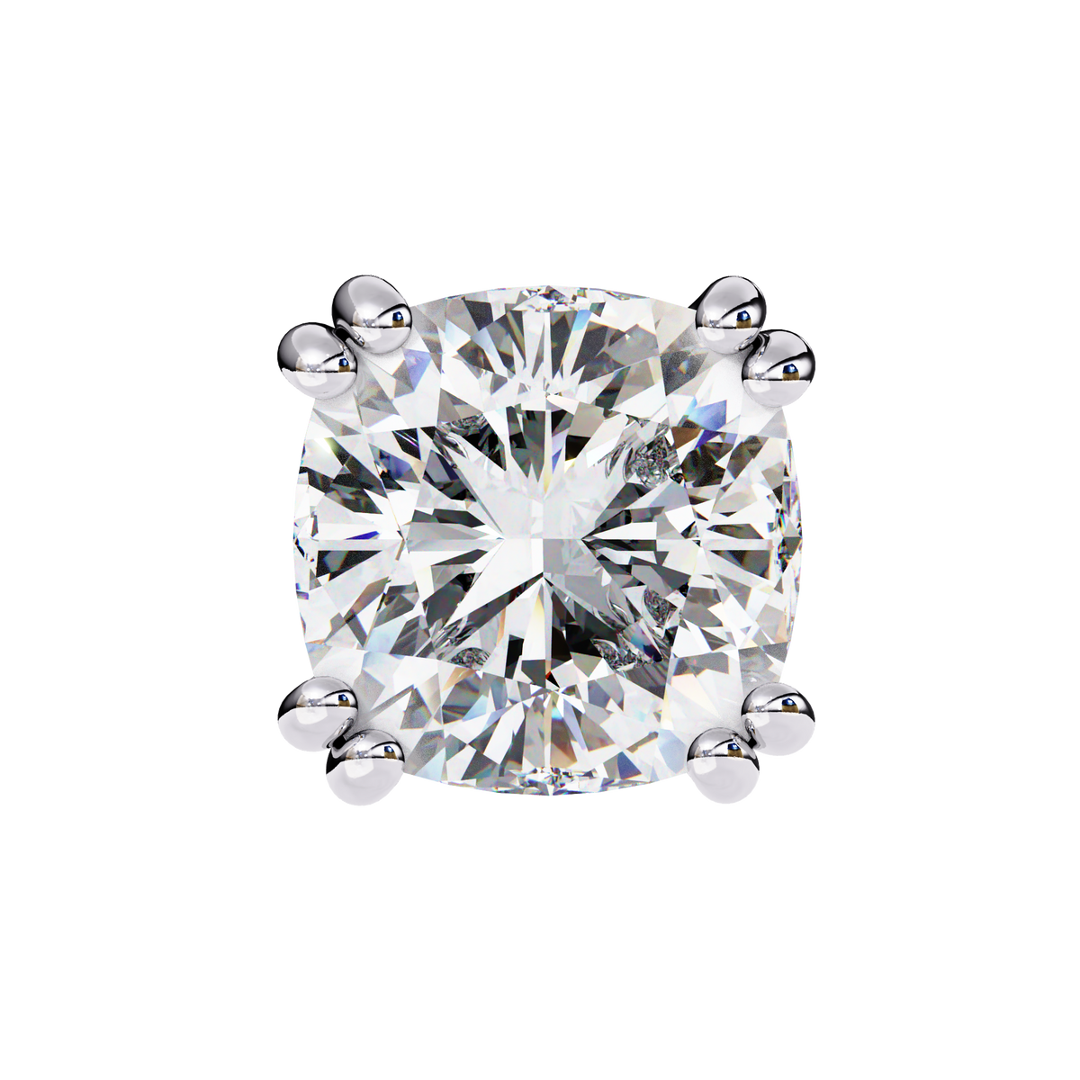 White Gold Cushion-Cut Diamond Solitaire Stud Earrings