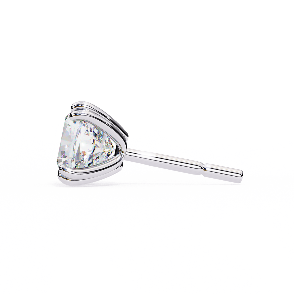 White Gold Cushion-Cut Diamond Solitaire Stud Earrings