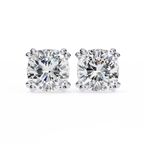 White Gold Cushion-Cut Diamond Solitaire Stud Earrings