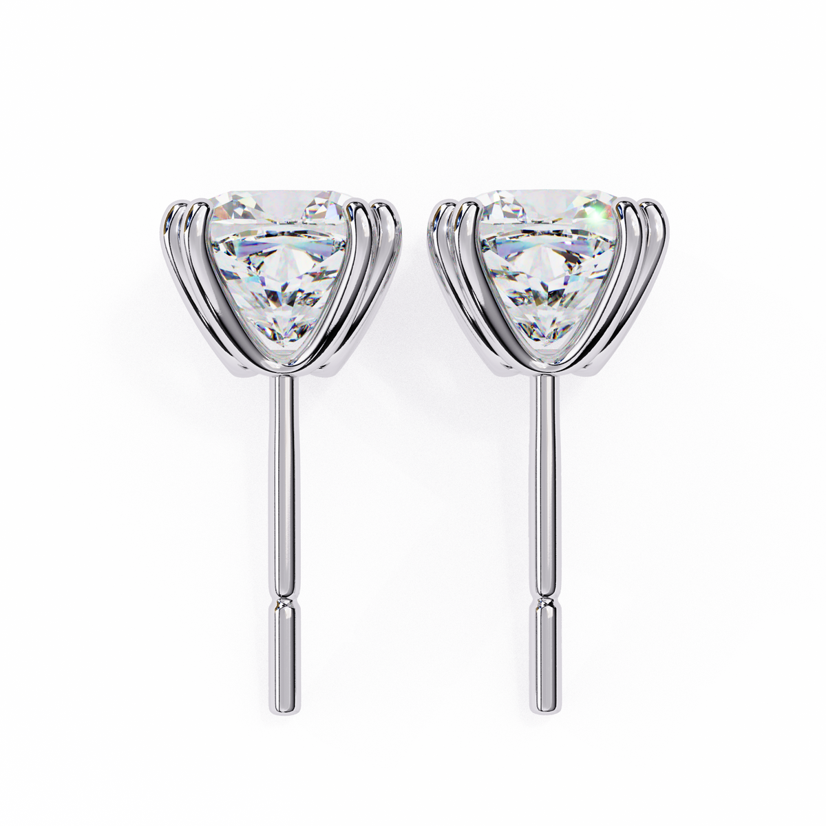 White Gold Cushion-Cut Diamond Solitaire Stud Earrings