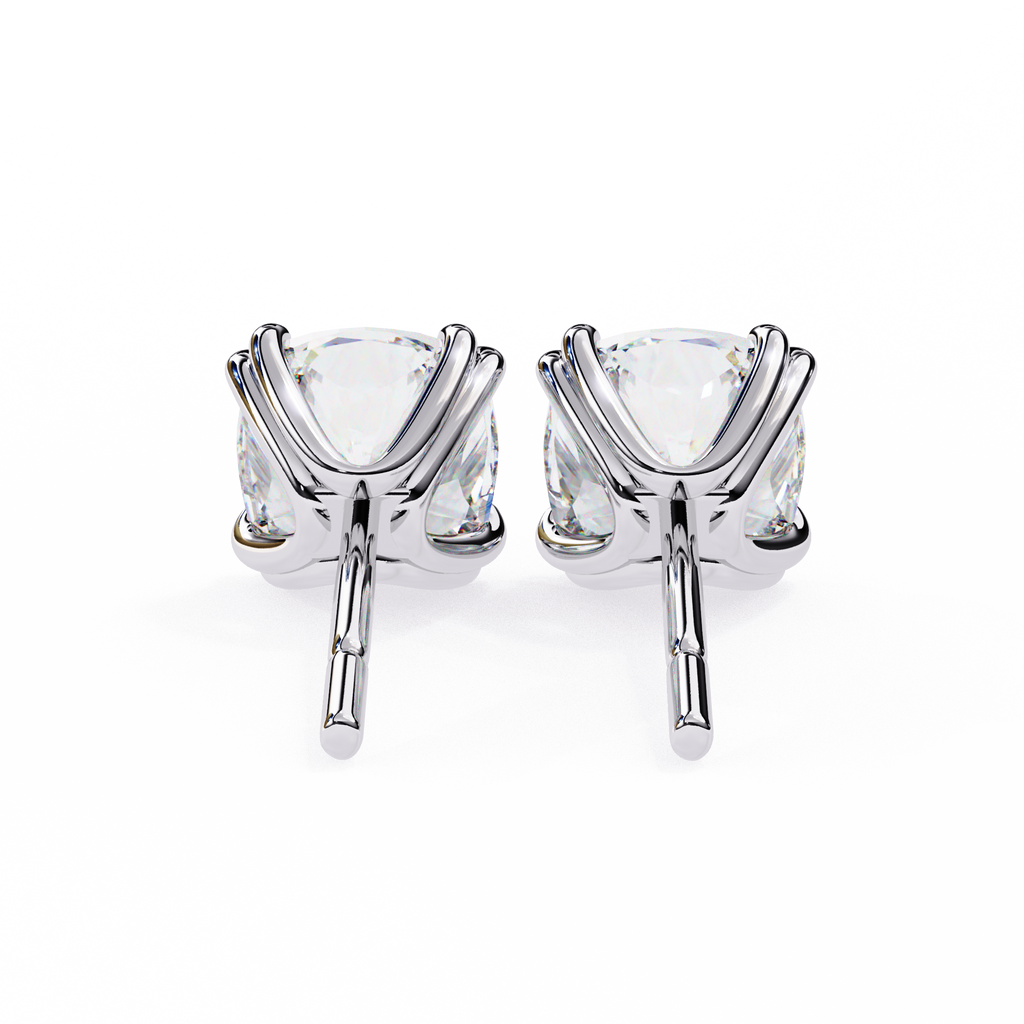 White Gold Cushion-Cut Diamond Solitaire Stud Earrings
