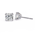 White Gold Cushion-Cut Diamond Solitaire Stud Earrings