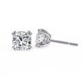 White Gold Cushion-Cut Diamond Solitaire Stud Earrings