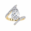 Yellow Gold Pear Cut Diamond Bypass Ring with Pavé Shoulders