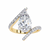 Yellow Gold Pear Cut Diamond Bypass Ring with Pavé Shoulders