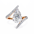 Rose Gold Pear Cut Diamond Bypass Ring with Pavé Shoulders
