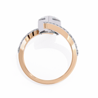Rose Gold Pear Cut Diamond Bypass Ring with Pavé Shoulders