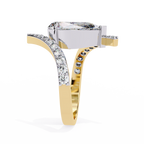 Yellow Gold Pear Cut Diamond Bypass Ring with Pavé Shoulders