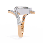 Rose Gold Pear Cut Diamond Bypass Ring with Pavé Shoulders