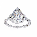 White Gold Pear Cut Diamond Ring with Marquise and Round Eternity Band