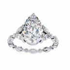 White Gold Pear Cut Diamond Ring with Marquise and Round Eternity Band