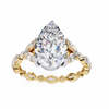 Yellow Gold Pear Cut Diamond Ring with Marquise and Round Eternity Band
