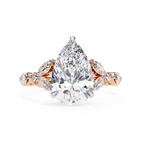 Rose Gold Pear Cut Diamond Ring with Marquise and Round Eternity Band