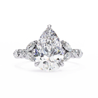 White Gold Pear Cut Diamond Ring with Marquise and Round Eternity Band