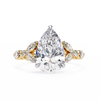 Yellow Gold Pear Cut Diamond Ring with Marquise and Round Eternity Band