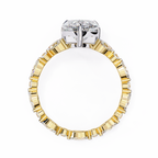 Yellow Gold Pear Cut Diamond Ring with Marquise and Round Eternity Band