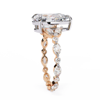 Rose Gold Pear Cut Diamond Ring with Marquise and Round Eternity Band