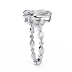 White Gold Pear Cut Diamond Ring with Marquise and Round Eternity Band