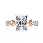 Rose Gold Radiant Cut Diamond Ring with Pear Eternity Band