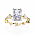 Yellow Gold Radiant Cut Diamond Ring with Pear Eternity Band