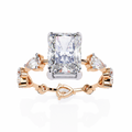 Rose Gold Radiant Cut Diamond Ring with Pear Eternity Band