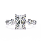 White Gold Radiant Cut Diamond Ring with Pear Eternity Band
