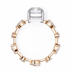 Rose Gold Radiant Cut Diamond Ring with Pear Eternity Band
