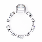 White Gold Radiant Cut Diamond Ring with Pear Eternity Band