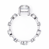 White Gold Radiant Cut Diamond Ring with Pear Eternity Band