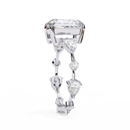 White Gold Radiant Cut Diamond Ring with Pear Eternity Band