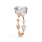 Rose Gold Radiant Cut Diamond Ring with Pear Eternity Band