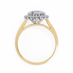 Yellow Gold Round Cut Diamond Floral Halo Ring