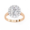 Rose Gold Round Cut Diamond Floral Halo Ring
