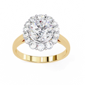 Yellow Gold Round Cut Diamond Floral Halo Ring